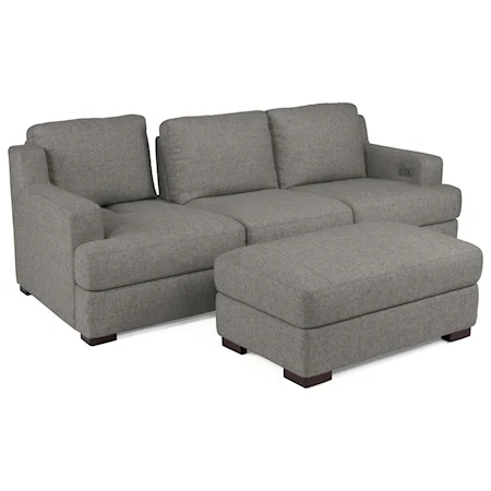 Contemporary Three-Cushion Power Adjustable Back Sofa with USB Ports